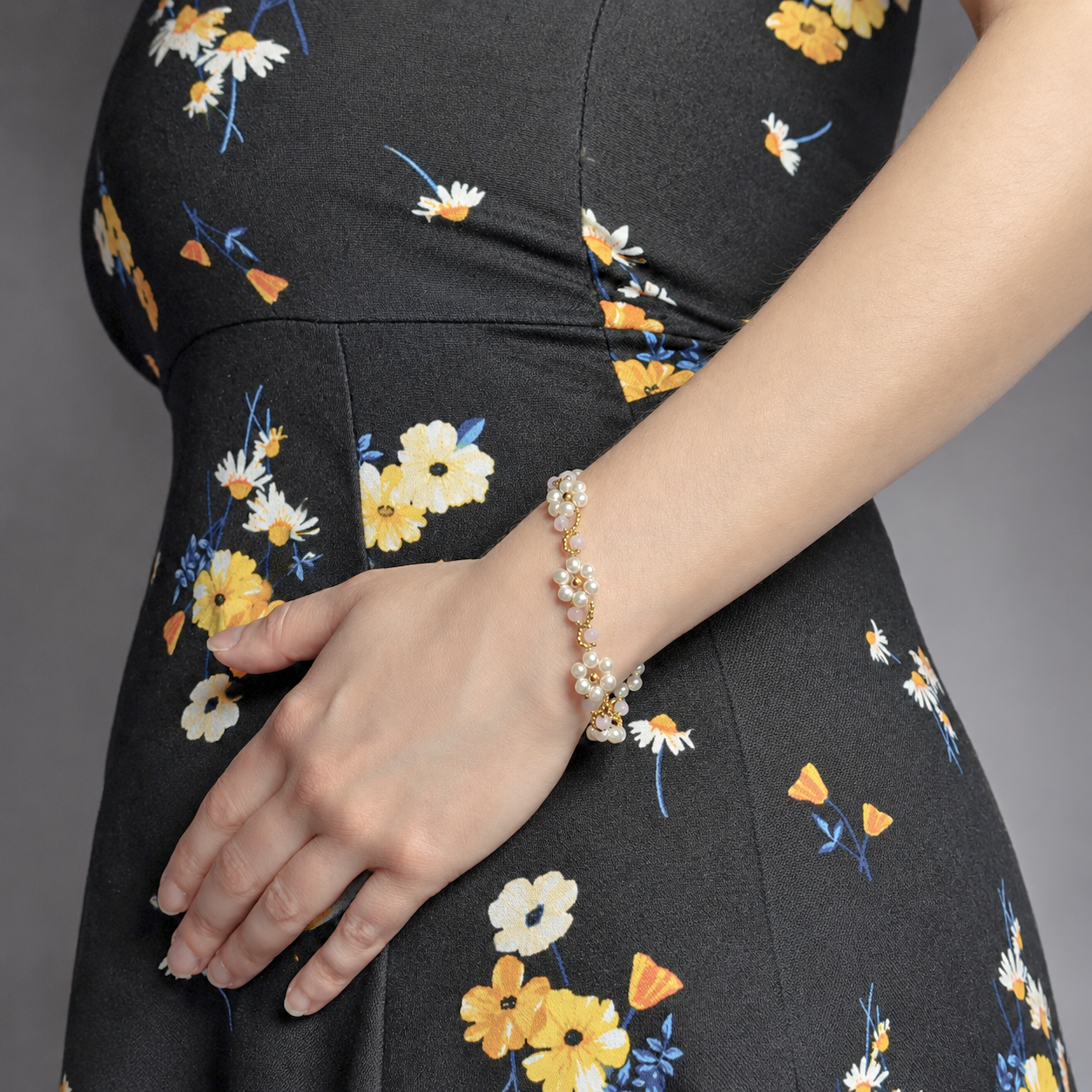 Bracelet Marguerites Rosé