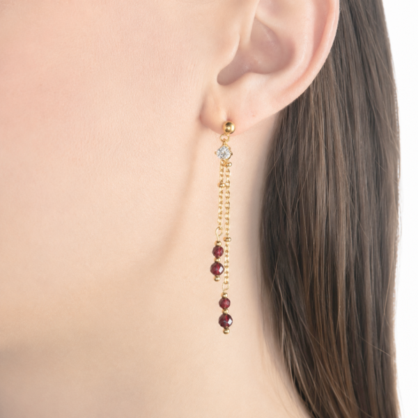 03 Boucles d'oreilles " Grenat "